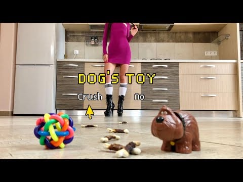 Pea vs. Dog's Toy! Boots Crushing Things! Oddly Satisfying ASMR
