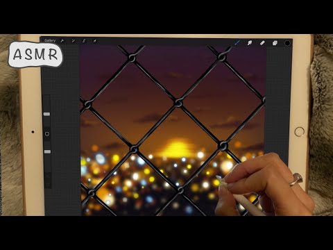 ASMR iPad Sounds - Teaching you how to paint a realistic landscape in procreate