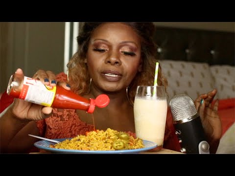 Jalepeno Sausage Yellow Rice ASMR Eating Sounds