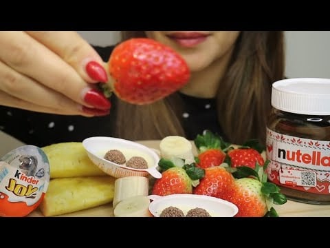 ASMR KINDER / STRAWBERRY / NUTELLA / PINEAPPLE / BANANA / no talking / CREMA ASMR #asmr #mukbang