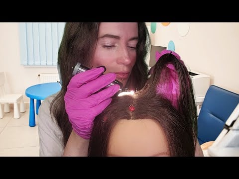 ASMR - School Nurse Lice Check - Scalp Treatment 💆🏻‍♀️