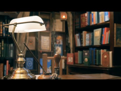 Cozy Bookshop Ambience | Cinematic ASMR (book store sounds, page turning, paper wrapping, soft rain)