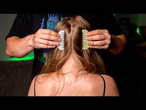 ASMR | Insomnia Relief: Relaxing Hair Brushing, Skin Tracing & Hair Play (No Talking)