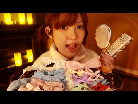 🎀 ASMR Putting Ribbons & Playing with Your Hair (hair brushing + clipping,  combing, layered sounds)