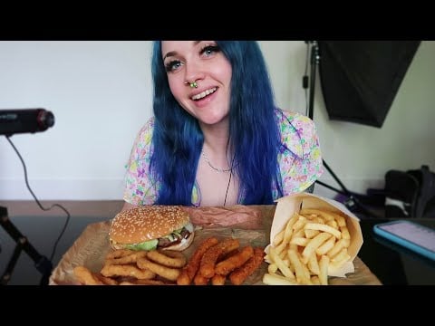 ASMR BURGER KING EATING (Whopper, Onion Rings, Fries & DORITOS Chicken Fries) 🍔🍟