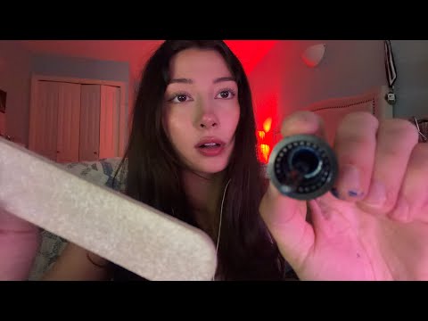 ASMR southern lady does your nails (gum chewing, tapping, nail buffing)