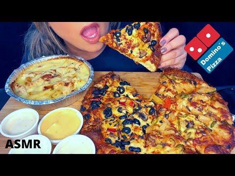 ASMR DOMINO'S PIZZA & CHICKEN ALFREDO PASTA MUKBANG (No Talking) EATING SOUNDS | Mandy Foods ASMR