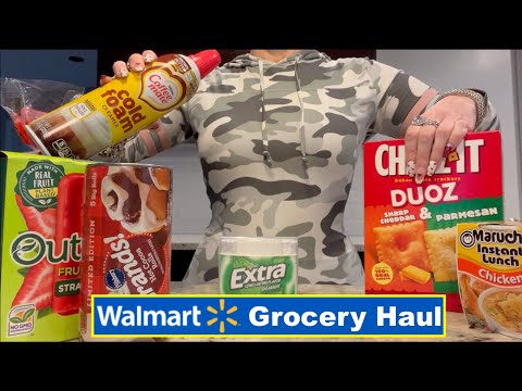 ASMR Gum Chewing Walmart Grocery Haul | Whispered