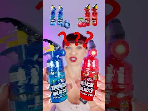 Red VS Blue Super Sour Candy Spray Challenge  #mukbang #eatingsounds