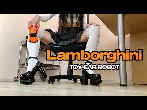 Pea vs. Lamborghini Robot Car! Heels Crushing Toys! Oddly Satisfying ASMR
