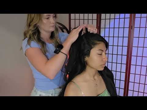 ASMR French Braiding the Longest and Thickest Hair - Hairplay For Relaxation