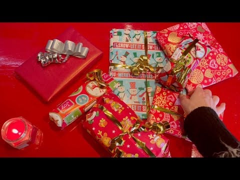 ASMR ✨Wrapping Gifts, Paper, Card, Scissors, Tapping✨ (no talking)