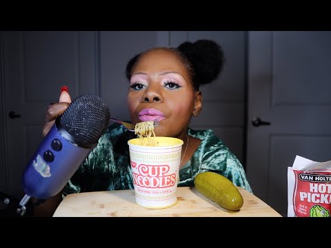 Noodles With Hot Freaking Pickle ASMR Eating Sounds