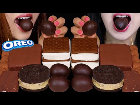 ASMR DARK CHOCOLATE MATCHA EGG CAKES, JUMBO ICE CREAM SANDWICHES, KLONDIKE BAR, OREO ICE CREAM