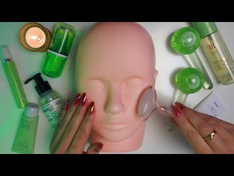 ASMR Relaxing Facial & Skincare On A Mannequin 👀 🌱 (soft whispering and layered sounds)