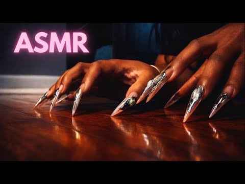 ASMR Slow Floor Scratching with Fake Nails - Dim screen 