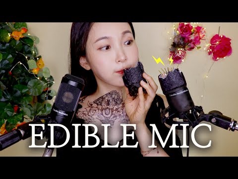 ASMR⚠️Electric shock 먹는 마이크⚡감전 주의 EDIBLE MIC Oddly Satisfying Sounds 食用マイク 食用麦克风