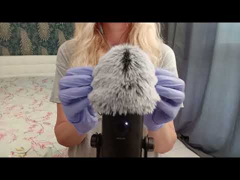 ASMR Pure Tingles:  Violet Gloves &  Fluffy Mic (No Talking)