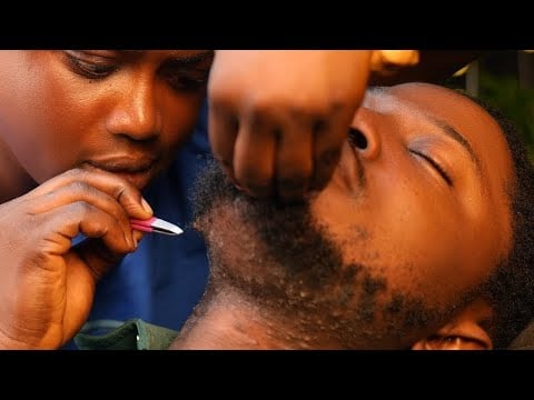 ASMR relaxing beard nitpicking,neck massage, Whisper & ingrown hair pullout,Scratching, COMPILATION
