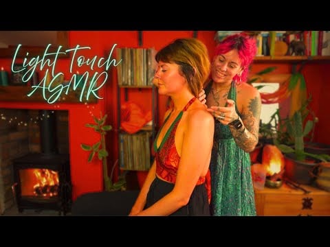 Relaxing fireside ASMR Real person light touch tracing for soothing sleep & tingles! Slow whisper