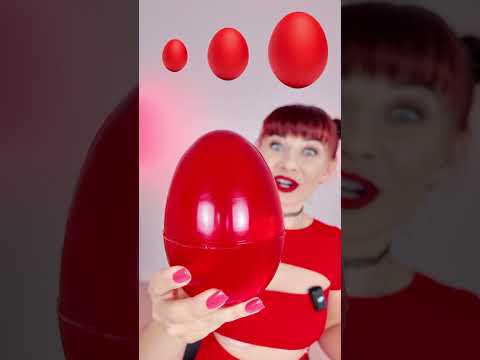 ASMR Red Small, Medium, Big Jelly Gummy Eggs  #mukbang