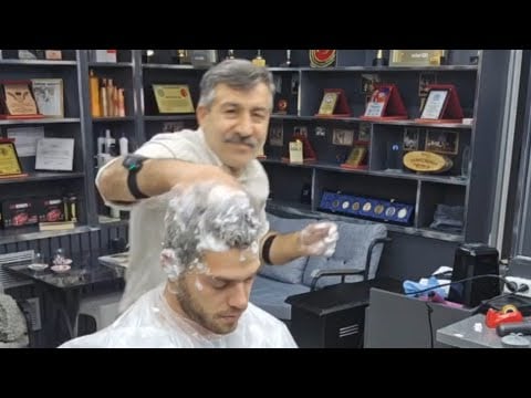 asmr hair cutting head massage