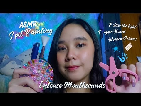 ASMR Spit Painting on your Face but with a few objects! Follow the Light, Trigger Board, Wooden