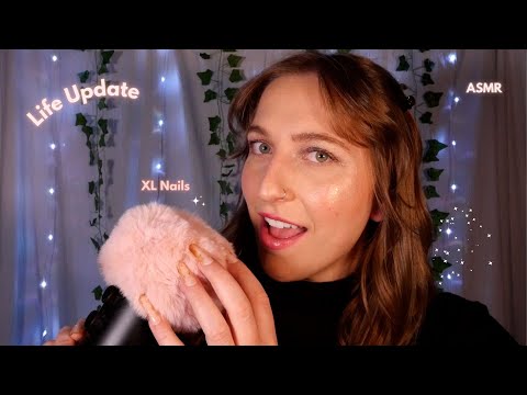 ASMR Whisper Ramble (Life Update) 🩷 Fluffy Mic Scratching w/ Long Nails 💅