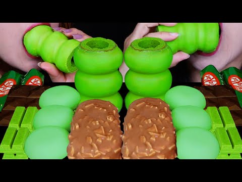 ASMR GREEN TEA MOCHI ICE CREAM, MATCHA KITKATS, BUBBLY BAUM CAKE, GIANT CHOCOLATE ICE CREAM BARS 먹방