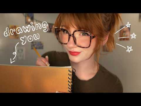 asmr mumbling and sketching 📐📝 drawing you with inaudible / unintelligible whispers