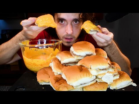 WHITE CASTLE CHEESE SAUCE FEAST * ASMR NO TALKING * NOMNOMSAMMIEBOY