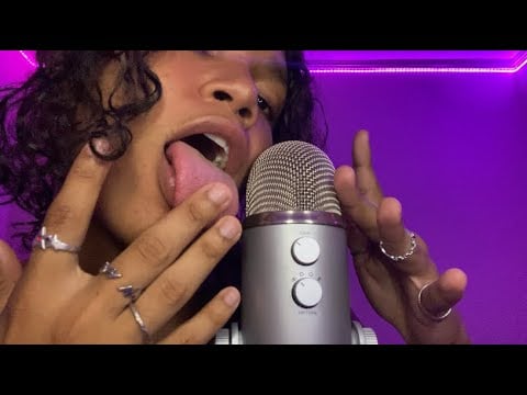 ASMR 10 Mouth Sounds Fast and Aggressive in 10 Minutes Inaudible Whispers Spit painting, mic licking