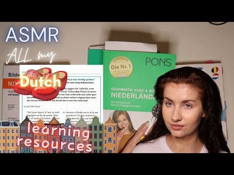 ASMR All My DUTCH Learning Resources (soft spoken) book haul, slow show&tell