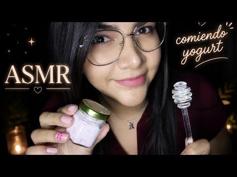 ASMR comiéndome yogurt con paleta de vidrio 