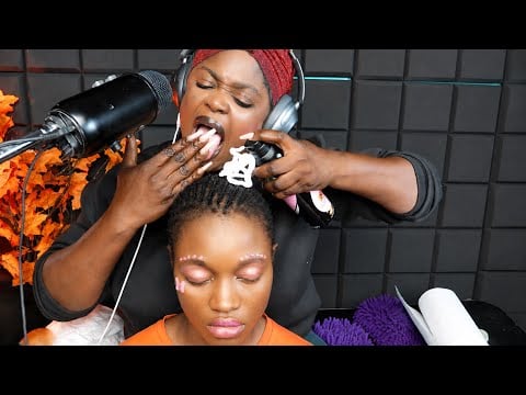 ASMR✨No Gum Fake Spit Painting Indian Head scratch massage, long nails Cornrow brushing for Sleep