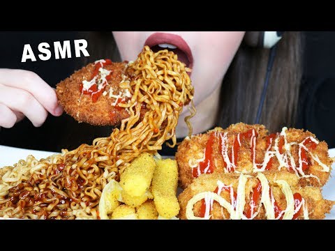 ASMR *messy* CORN DOGS, TERIYAKI NOODLES & MOZZARELLA STICKS (EATING SOUNDS) No Talking MUKBANG 먹방