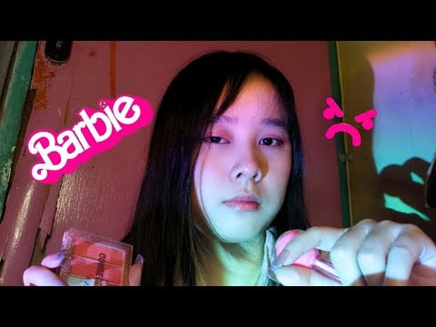ASMR Mean Big Sister giving you a Pink Makeover for the Barbie Movie 😠🤬💞🍿with Make-up Wooden Toy 💄🧸