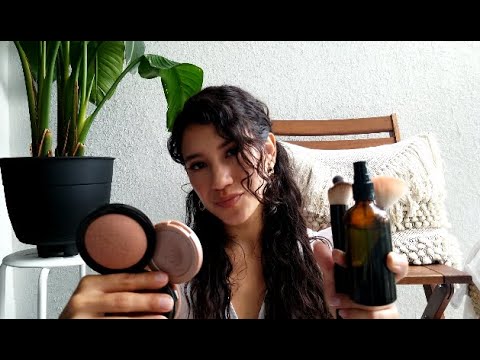 ASMR doing your glowy 🌼spring makeup outdoors🌴