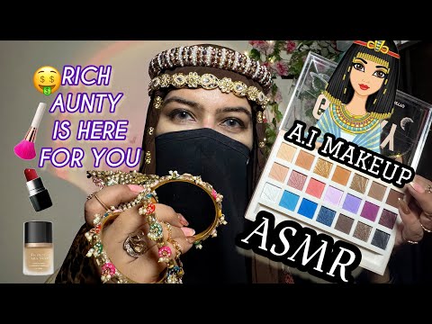 ASMR- 🤑Crazy Rich Aunt doing your🤖💄 AI makeup ASmR (fake arabic accent) #layeredasmr #roleplaying