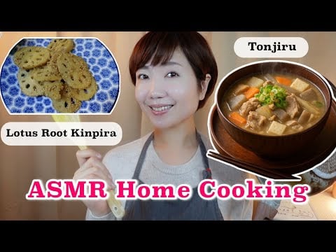 Soft-Spoken ASMR: Pork Miso Soup (Tonjiru) & Lotus Root Kinpira 🇯🇵🍳