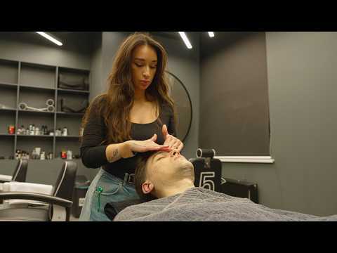💈(ASMR) Pro Female Barber Dasha's All-Inclusive Haircut, Shampoo & Facial Menu in Russia🇷🇺
