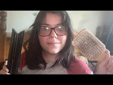 (ASMR Layered Sounds) hair brushing, drying and strengthening. Stop to relax Personal attention
