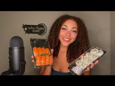 ASMR EATING SUSHI | Close Whispers & Mouth Sounds (Mukbang) 🍣🍱