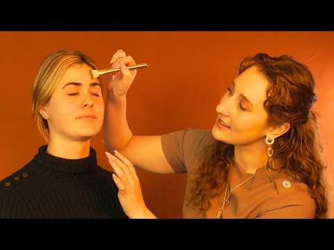 tracing her face 🧡 asmr facial treatment