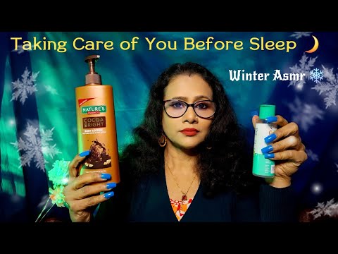 ASMR Bedtime Winter Care Before Sleep ❄️Hair Brushing & Night Skincare | Asmr Ghosal