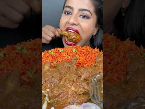 ASMR Eating Spicy Andhra Chicken Liver Masala,Thigh Curry,Fried Rice Big Bites ASMR Eating Mukbang