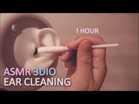 ASMR. EAR CLEANING 왕면봉 귀청소 w/HUGE COTTON SWAB for 1 HOUR (No Talking)(Binaural)