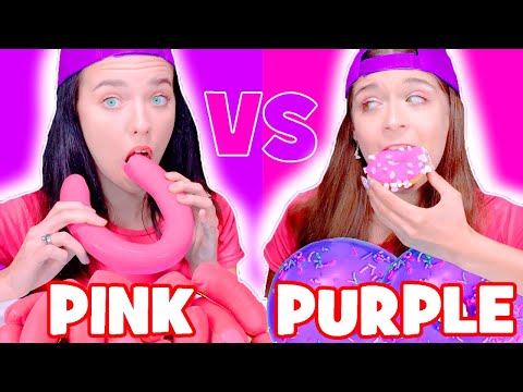 ASMR Pink Food VS Purple Food Mukbang Challenge