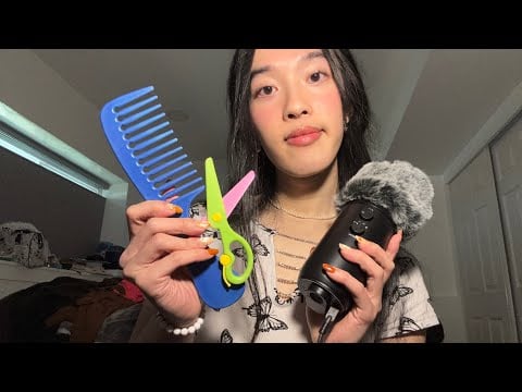 ASMR haircut roleplay 💇‍♀️ (brushing + hair cutting + head massage)