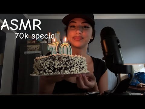 ASMR 70k special cake eating 🫶
